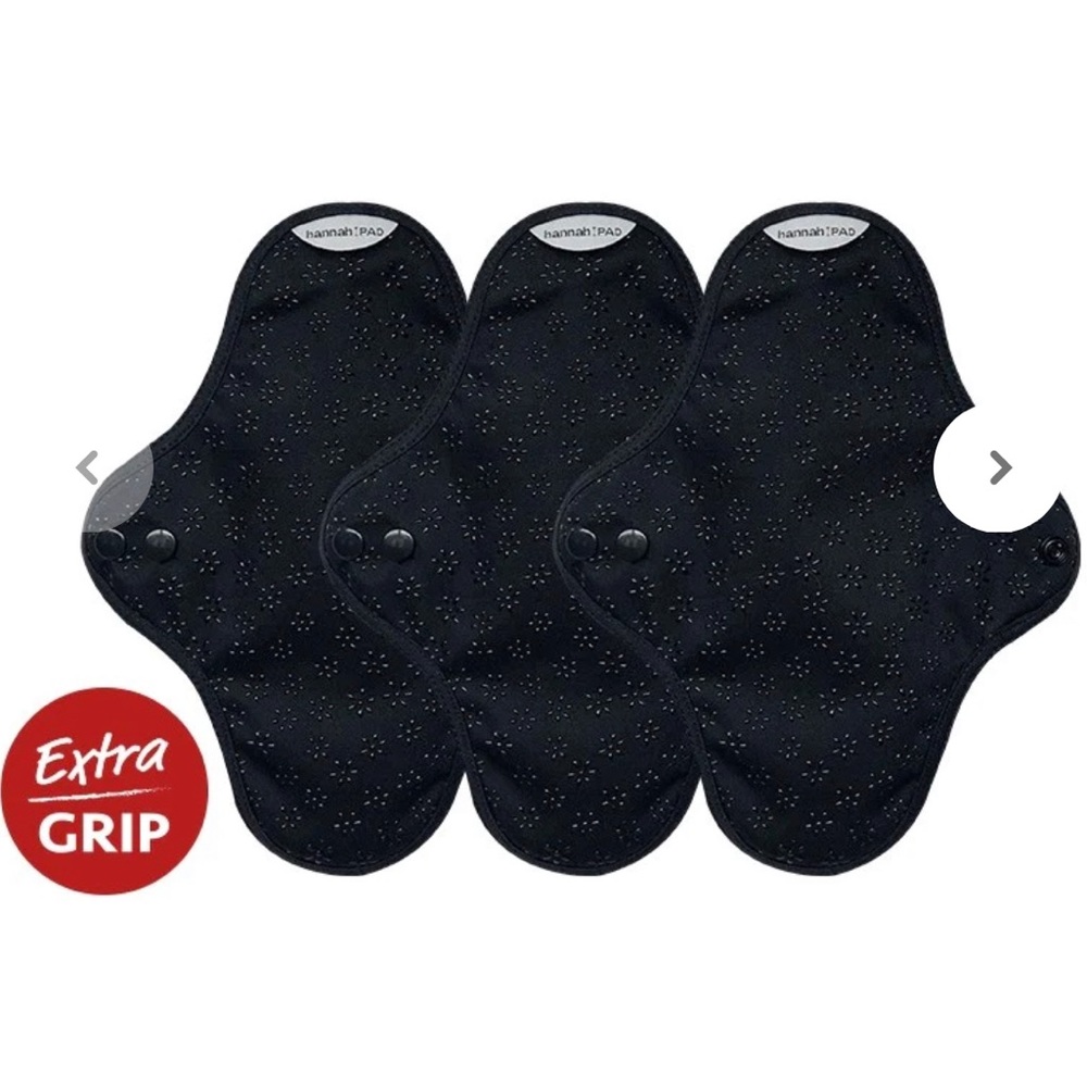 NWT. The Brand hannah organic reusable pads - 3 pantry liners in black.